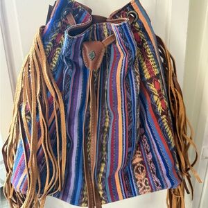 Nena & Co. Vibrant Striped Fringe Shoulder Bag